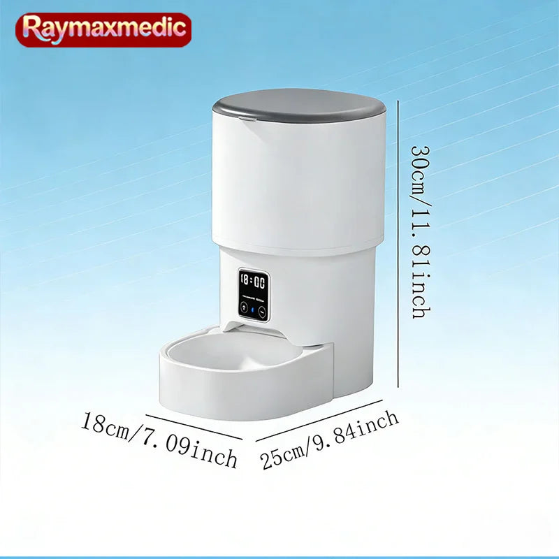 Raymax 4L WIFI Button Automatic Cat Feeder Intelligent Cat and Dog Pet Feeder Smart Pet Cat Food Dispenser Feeder(No 5V 1A plug)