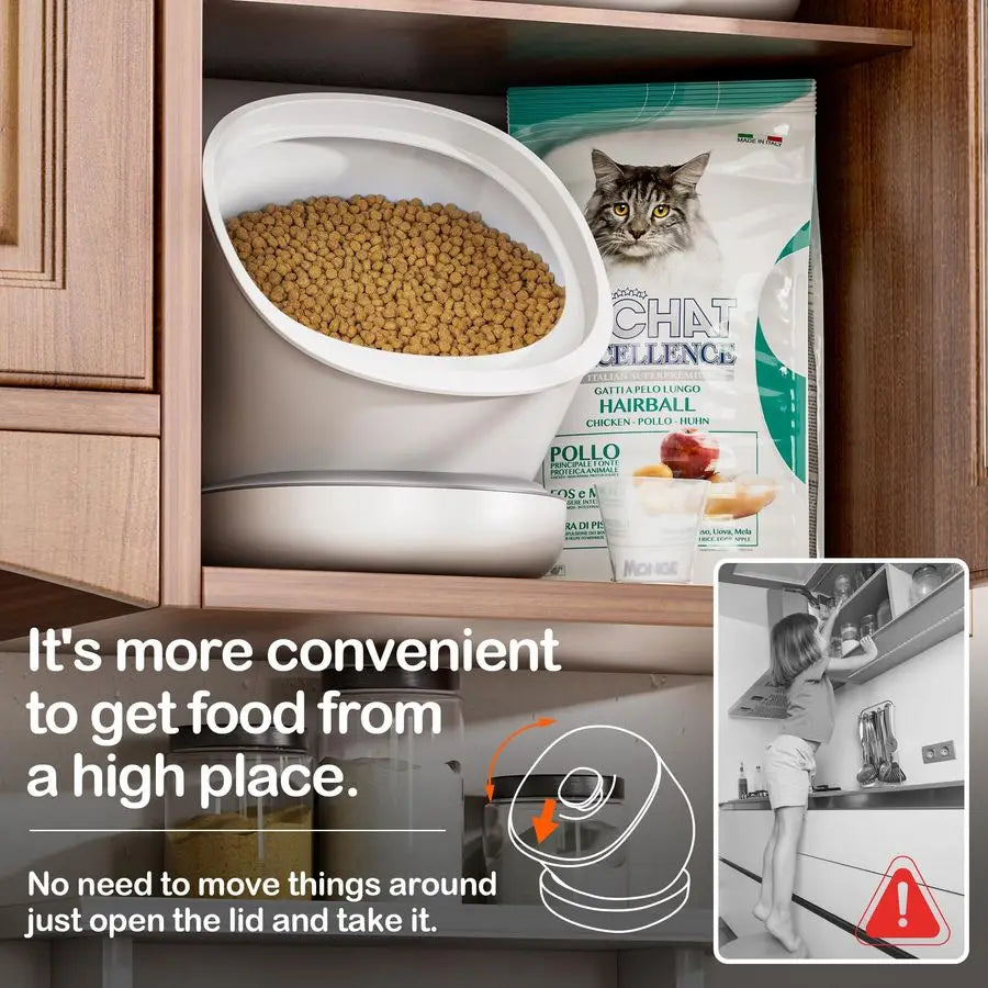Airtight Cat Food Container for Small Dog Bird Pet Treats amp Dry Food 6 lbWhite