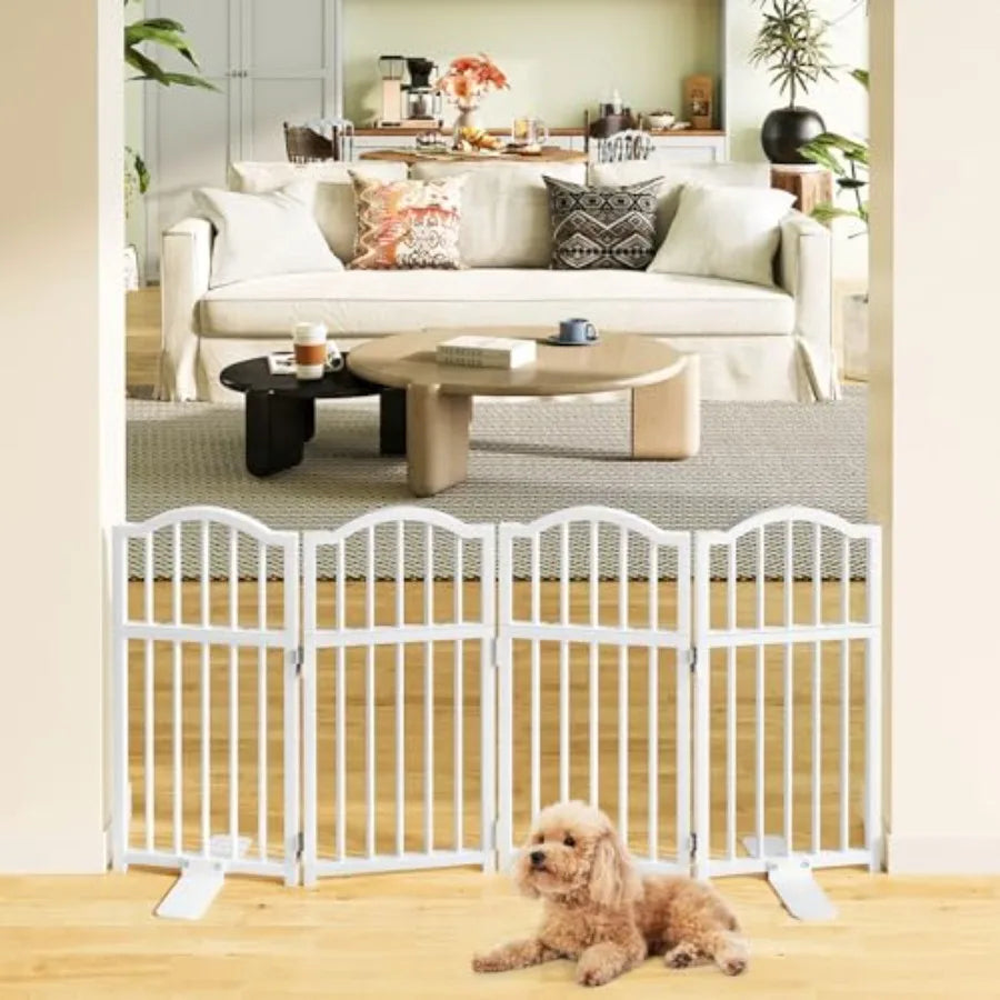 Snughome Dog Gate Indoor 23.62" H Freestanding Short Dog Door Gates with Support Feet Expands Up to 48'' Wide Foldable Pet Gate