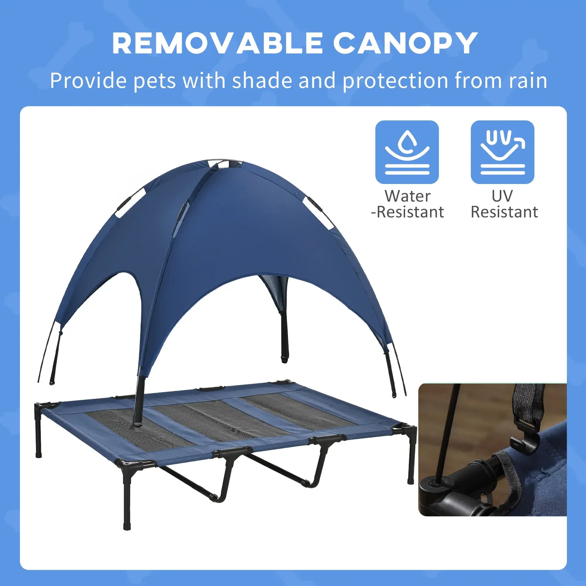 Elevated Dog Cot Cooling Pet Bed with Canopy - Lightweight Steel Frame,  Portable Foldable Pet Bed with Travel Bag