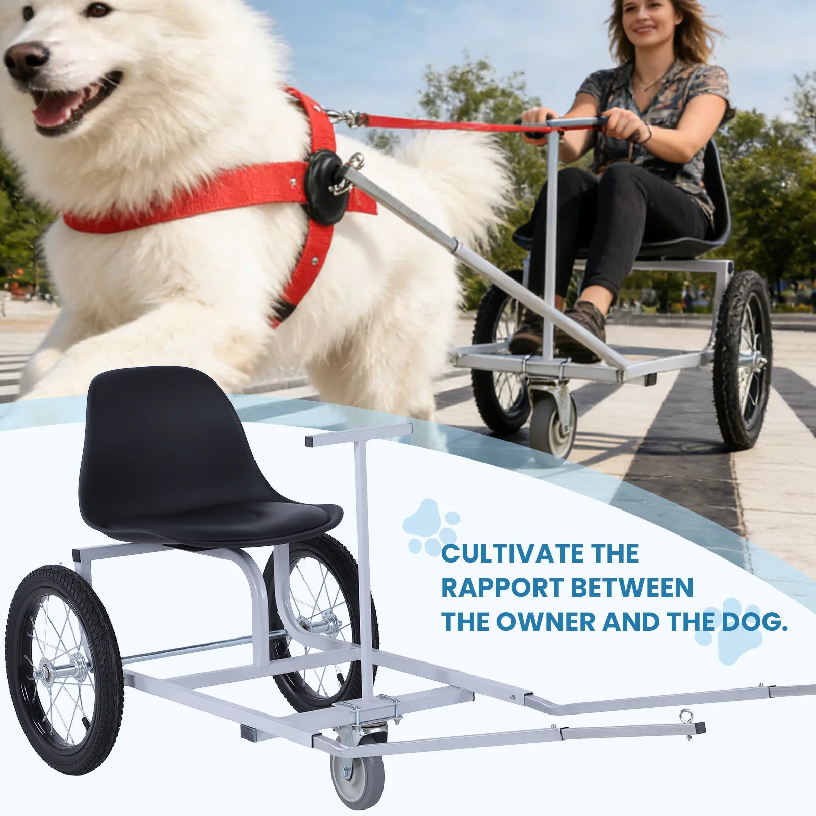 Dog Pulling Person Car with Armrests & Dog Leash Light Dog Pull Car for Golden Retriever Mixed-breed Dog