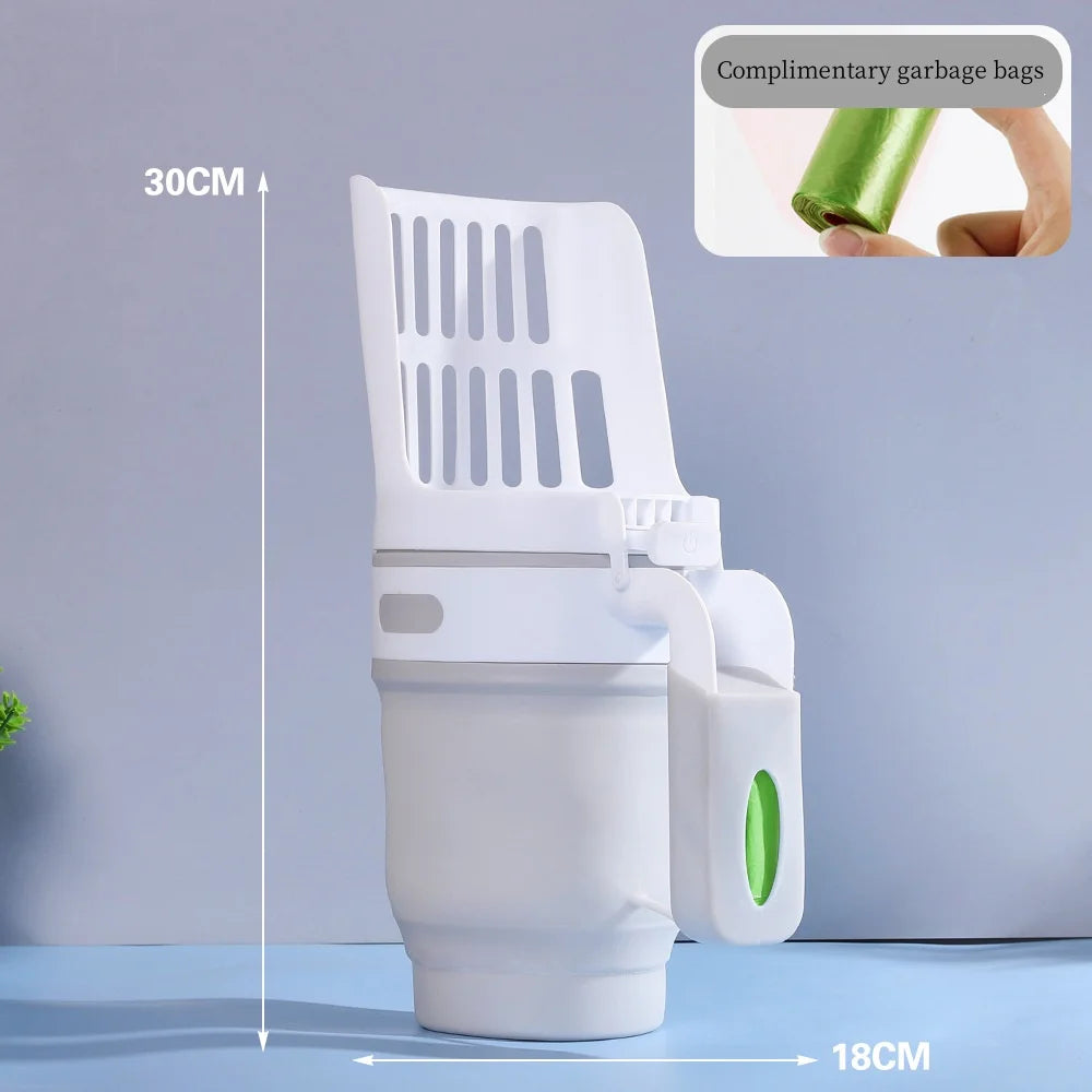 Cat Litter Shovel with Waste Bags Self Cleaning Cats Litter Scooper Portable Cat Litter Box Cleaning Tool Pet Cat Supplies