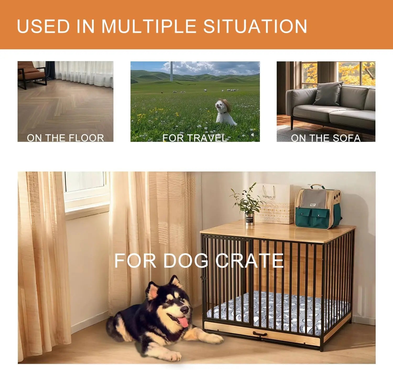 Reversible Cool Warm Dog Bed Mat for Crates - Waterproof, Washable Cover, Firm Support for Small to XX-Large Dogs, Grey