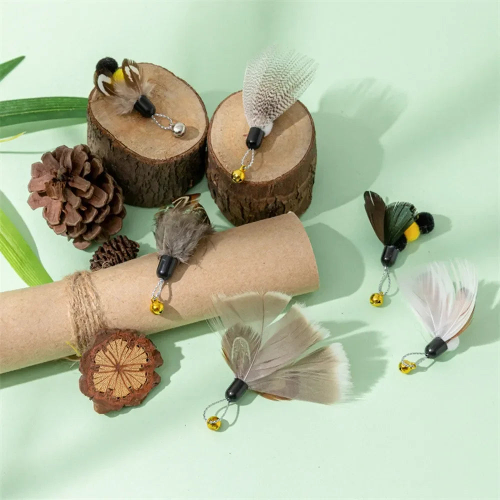 Cat Toys Interactive Replacement Cats Feather Toy Kitten Set Feather Replacement Head Cat Stick Pet Products Cat Toy