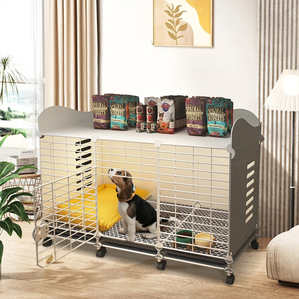 Dog Cage Crate with Wheels & Tray Wired Cage Crate Dog Kennels Wire Dogs Kennel Pet Crate for Small/Medium/Large Dog