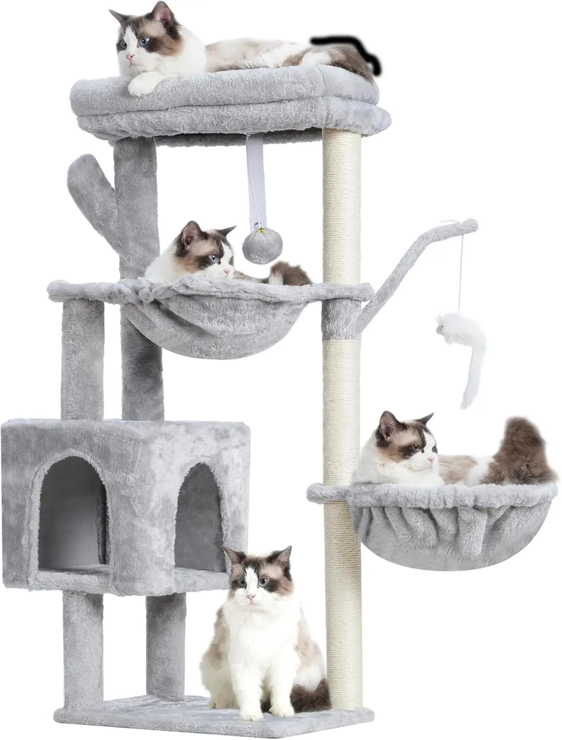 Cat Tree, 39.4 Inches Tower Condo with Scratching Post, Cat Tower for Indoor Cats, Fully Wrapped Sisal Pole, Soft Platform, 2