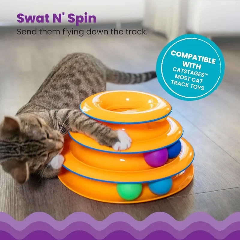 Pet Toy Four-layer Turntable Pet Intelligence Training Track Tower Funny Cat Toy Disc with Rotating Ball Tunnel Track Disc