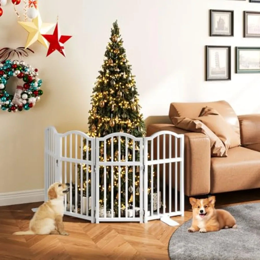 Snughome Dog Gate Indoor 23.62" H Freestanding Short Dog Door Gates with Support Feet Expands Up to 48'' Wide Foldable Pet Gate