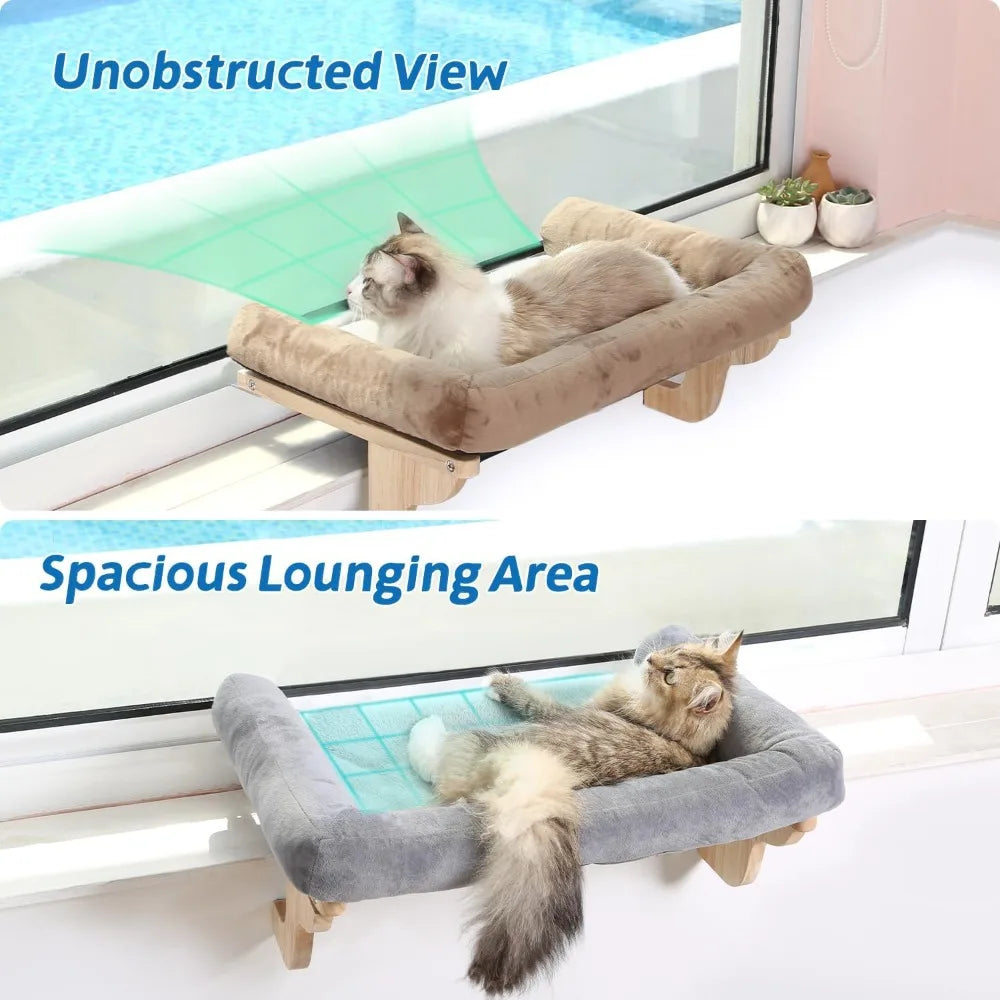 Cat Perch Window Sill Hammock Bed with Bolster Orthopedic Pet Cushion Large Size