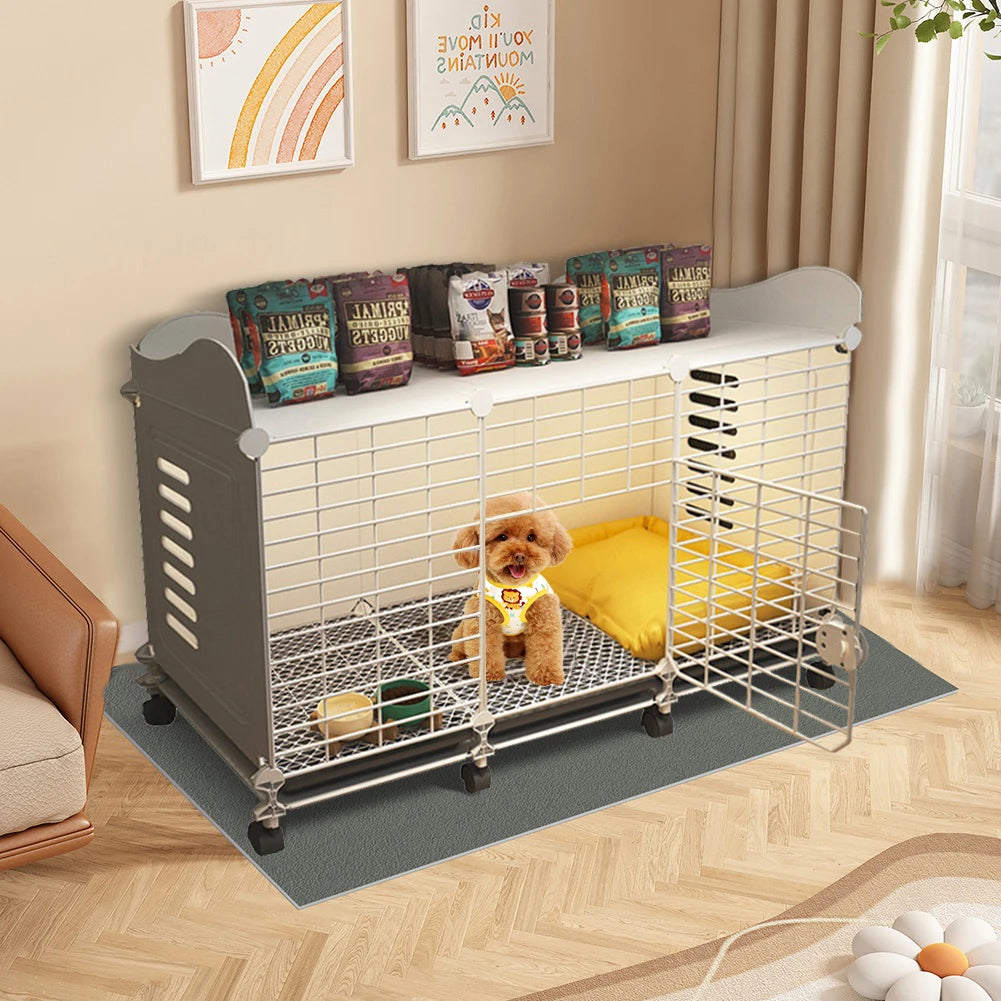 Dog Crate End Table with Wheels & Tray Indoor Dog House Wired Cage Crate Dog Kennels Wire Dogs Kennel for Large/Medium Dog
