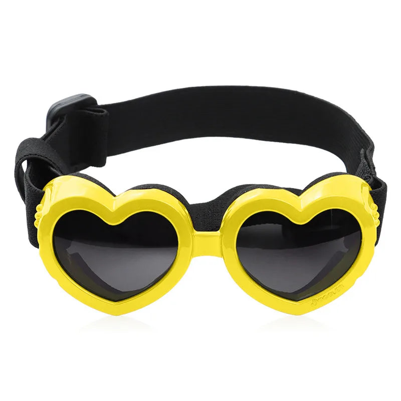 1 Pcs Heart-shaped Small Dog Sunglasses Waterproof UV Protection Dog Cat Sun Glasses with Adjustable Strap Goggles Pet Products
