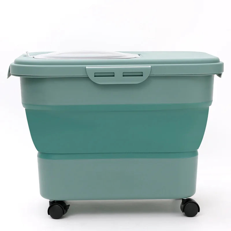 Large Dog Food Container Foldable Puppy Dog Food Storage Bucket Wheel Dogs Treats Storage Pets Animal Stackable Dry Food Boxes