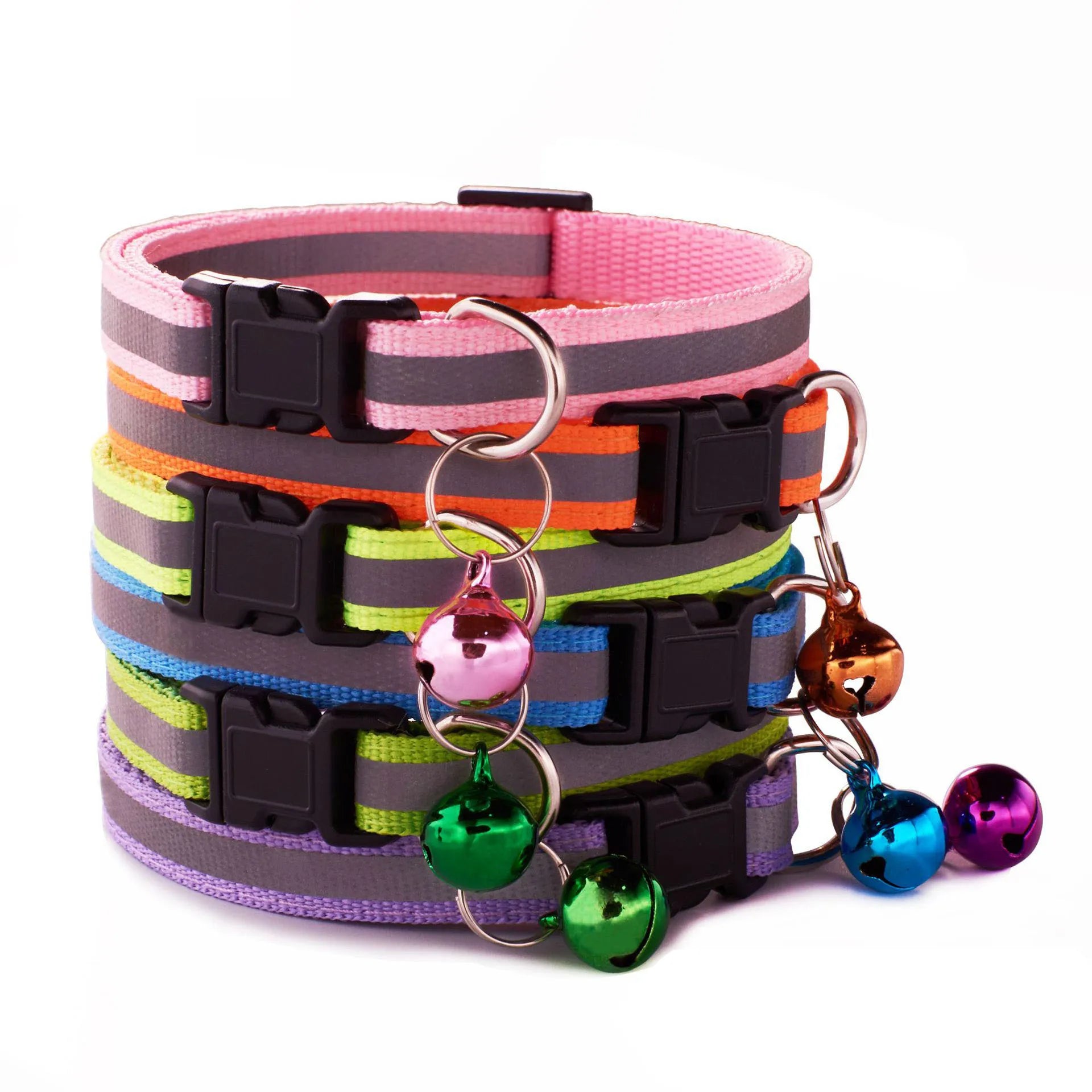 Colors Reflective Breakaway Cat Collar Neck Ring Necklace Bell Pet Products Safety Elastic Adjustable Pet Reflective Collar