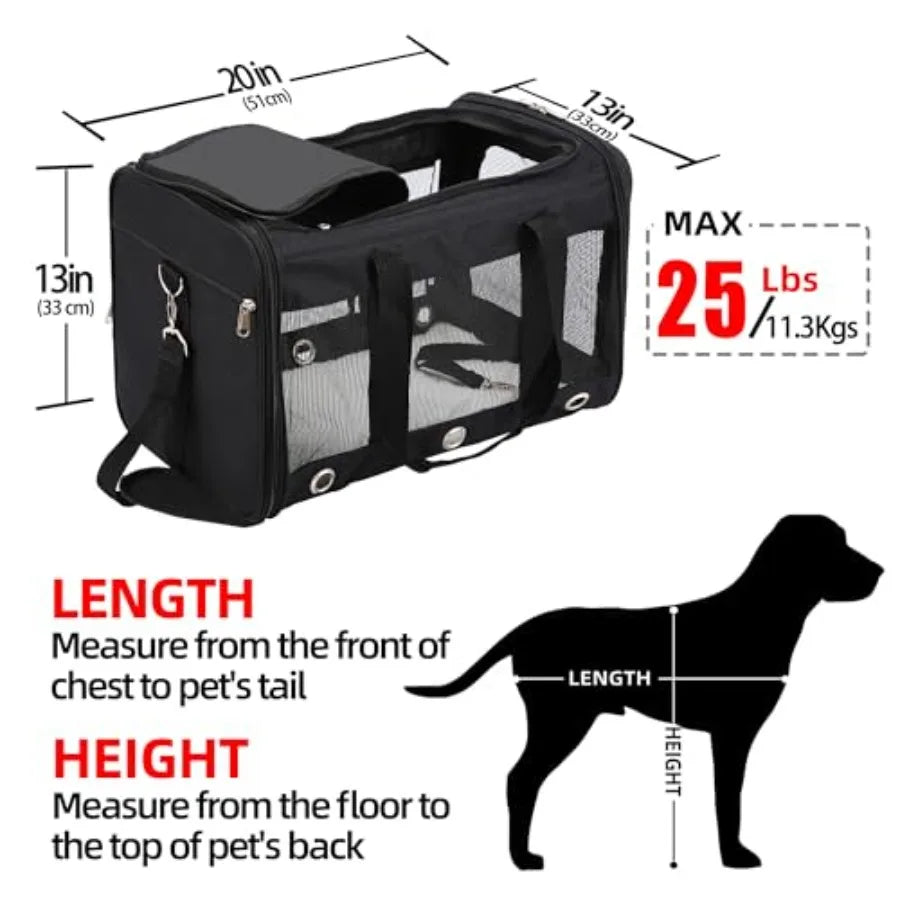 Soft Sided Collapsible Mesh Pet Carrier for Cats/Dogs with Shoulder Strap Removable Mat Top Load Travel Bag for Small Pets Up t