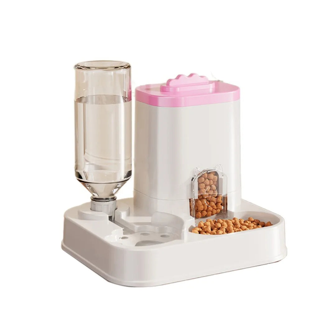 Large Capacity 2 in 1 Cat Food Dispenser Detachable with Water Fountain Automatic Cat Water Feeder Dry Wet Separation
