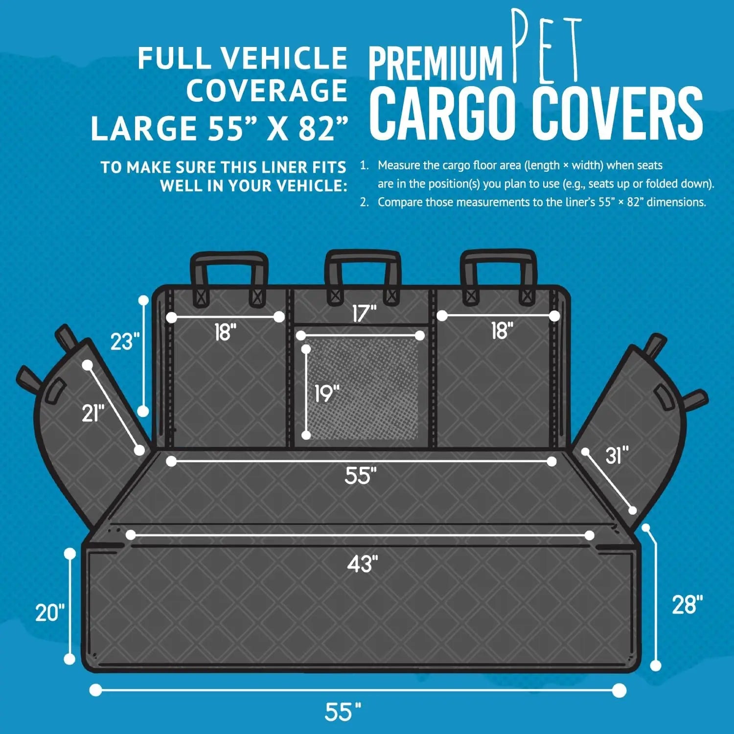 Heavy Duty Waterproof SUV Cargo Liner for Dogs - Protects Against Hair, Mud, and Spills (Large, Black)