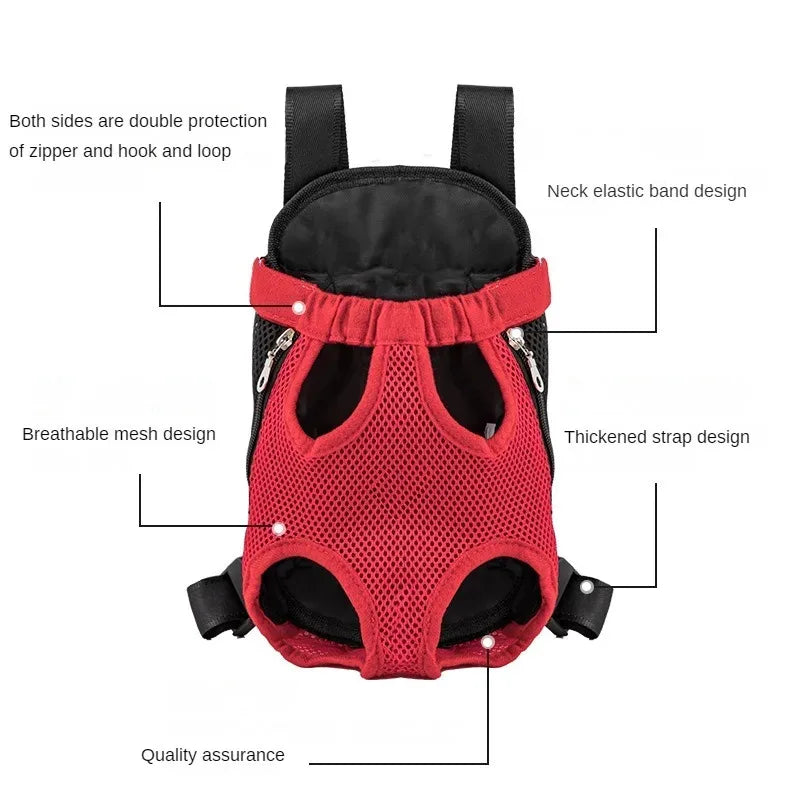 Double Shoulder Breathable Portable Travel Pet Dog Carrier Backpack Mesh Carrier Front Bag for Small Dog Cats Outdoor Supplies