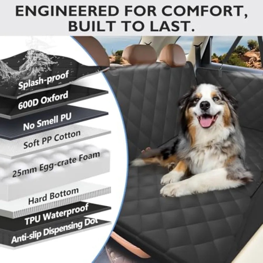 Back Seat Extender for Dogs with Egg Crate Foam Large Space Waterproof Pet Car Bed for SUV Truck Soft Dog Car Seat Cover Holds