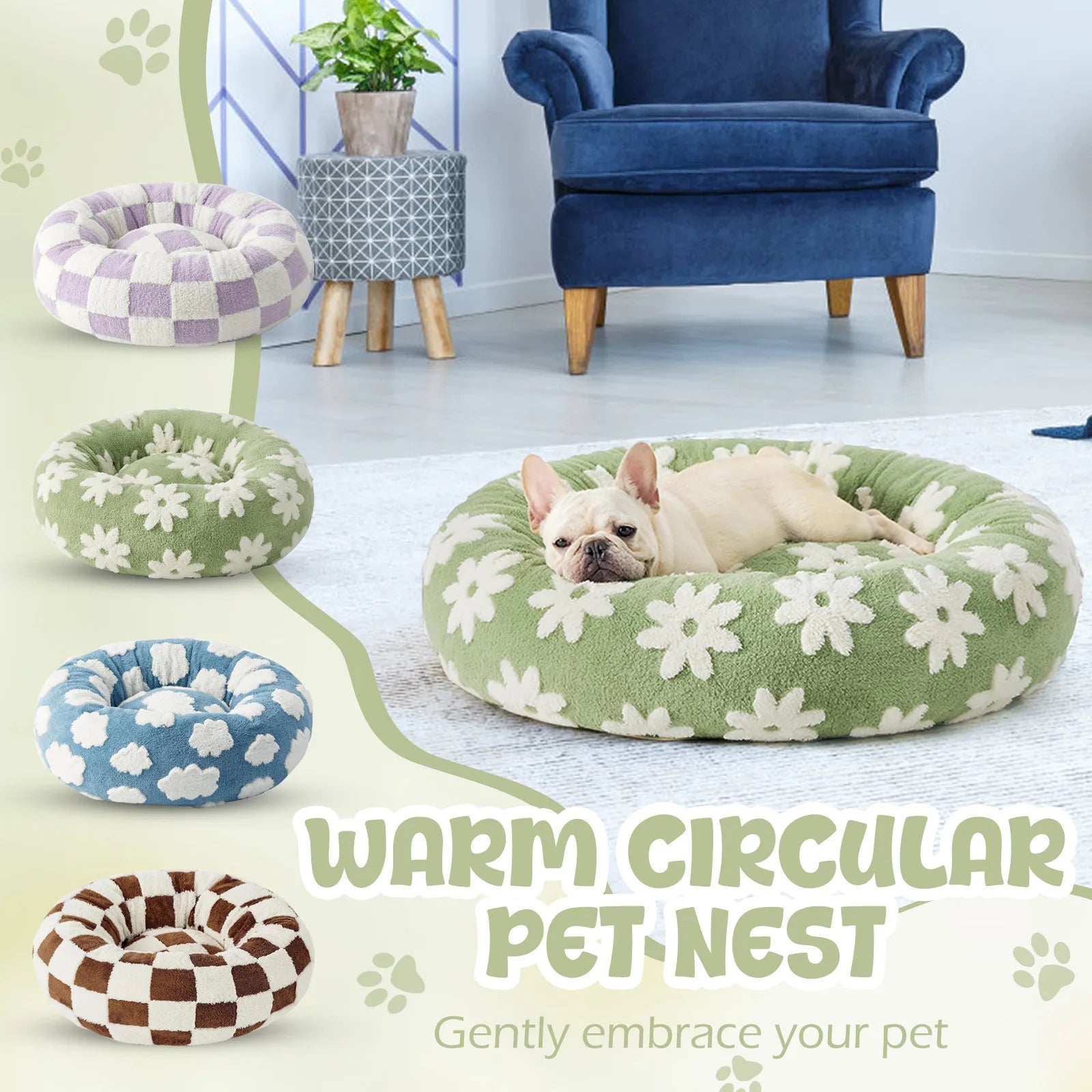 Clouds Small Dog Kennel Cute Dog Bed For Pet Washable Puppy Beds Cozy Rectangle Orthopedic Pet Sofa Shaggy Plush Slip Bottom