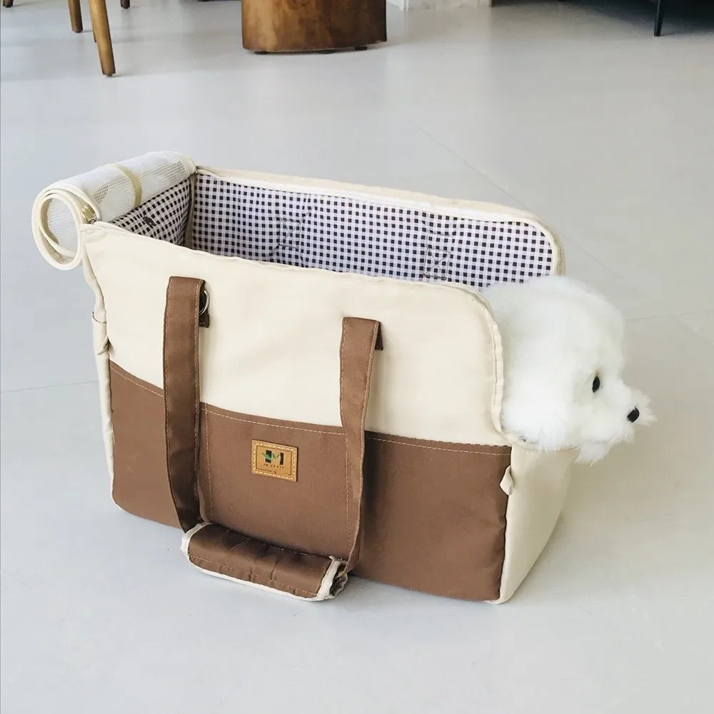Safety Straps Portable Pet Travel Carrier Breathable Non-Slip Dog Car Seat Handheld Soft Cat Carrier Bag Spring Outings
