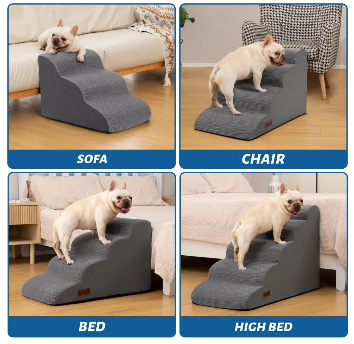 Dog Ramp for Small Dogs, Portable Pet Stairs for High Bed Couch Car, Non-Slip Dog Steps Ladder