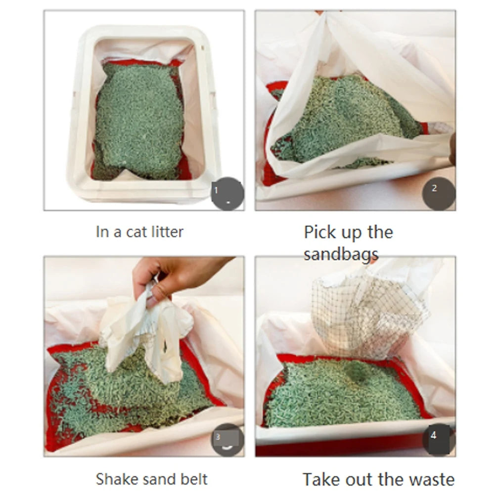 AEE8-10Pcs Pet Cat Excrement Liners Elastic Sand Bag Filter Hygienic Litter Box Liners Lazy Shovel Free Cat Litter Bag S