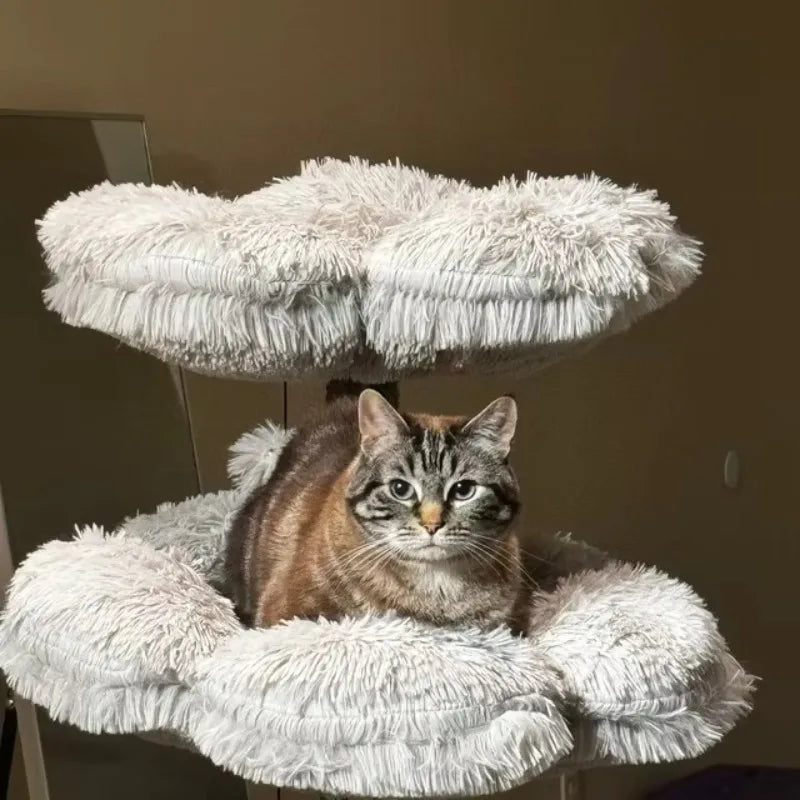 Cat Tree Tower Wooden Flower Cat Tree Wood Floral Cat Climbing Tree Tower For Scratcher Christmas