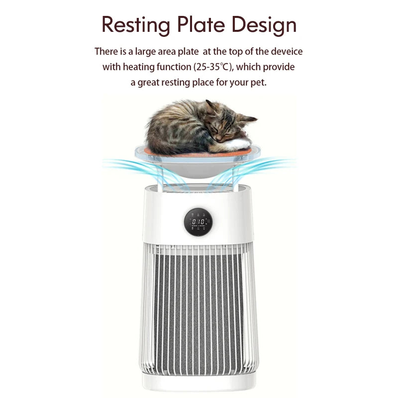 Pet Air Purifier Compact Filter Round Ashtray Odor Remove Purifier Air Circulating Filter Deodorize Suction Hair for Cat Dog Pet