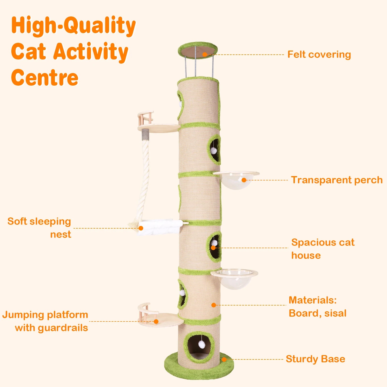 Forest Large Cat Tree with Sisal Scratching Pad Tall Cat Tree Tower Super Large Cat Tree Tower for Maine Coon Cats