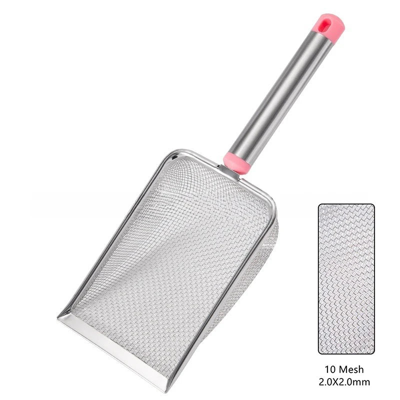 1 Pcs Stainless Steel Fine Mesh Cat Litter Scoop Easy To Clean Non-Stick Shovel For Reptiles Sand Efficient Durable Litter Scoop