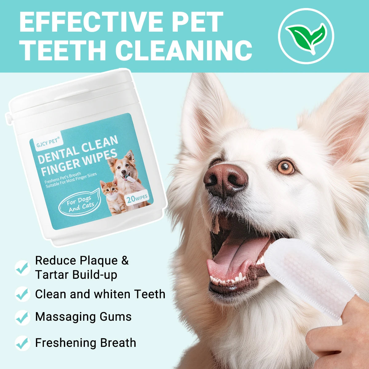 New Design Navy Blue Pet Teeth Cleaning Finger Wipes - Gentle Disposable Freshens Breath Reduces Tartar for Cats Dogs Oral Care