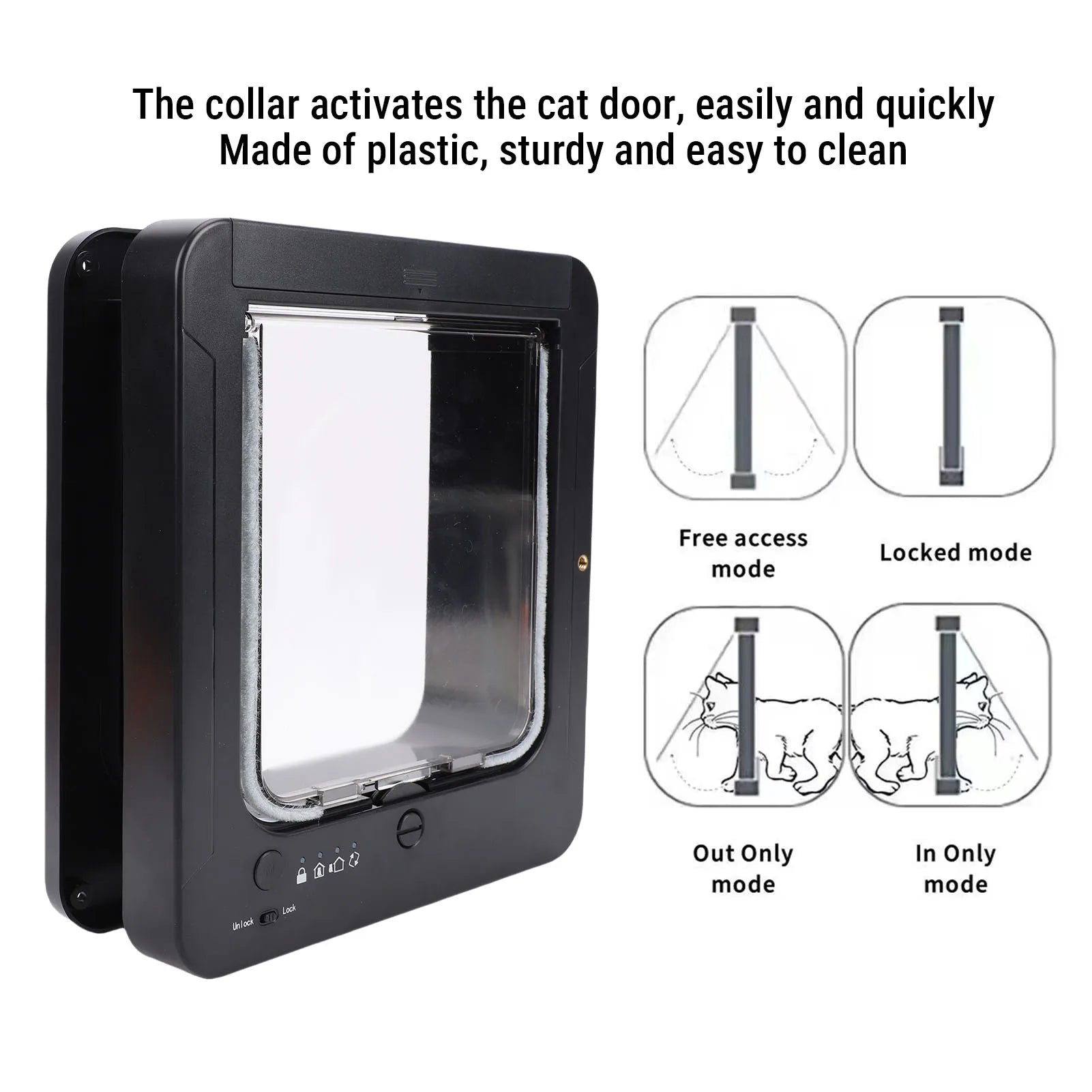 Smart Cat Door Smart Automatic Sensor Cat Flap Pet Gate Collar Activated Dog Cat Entry with Remote Control