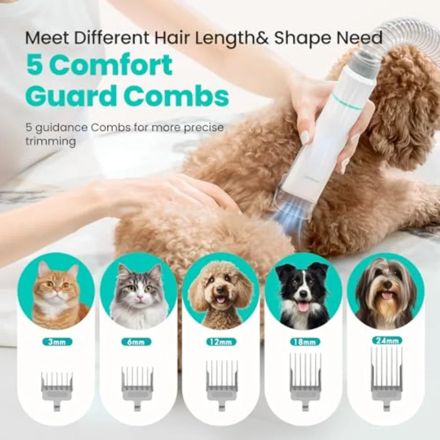 P1 Pro Pet Grooming Vacuum Suction 99 Pet Hair Dog Grooming Kit with 5 Professional Grooming Shedding Tools for Dogs Cats and O