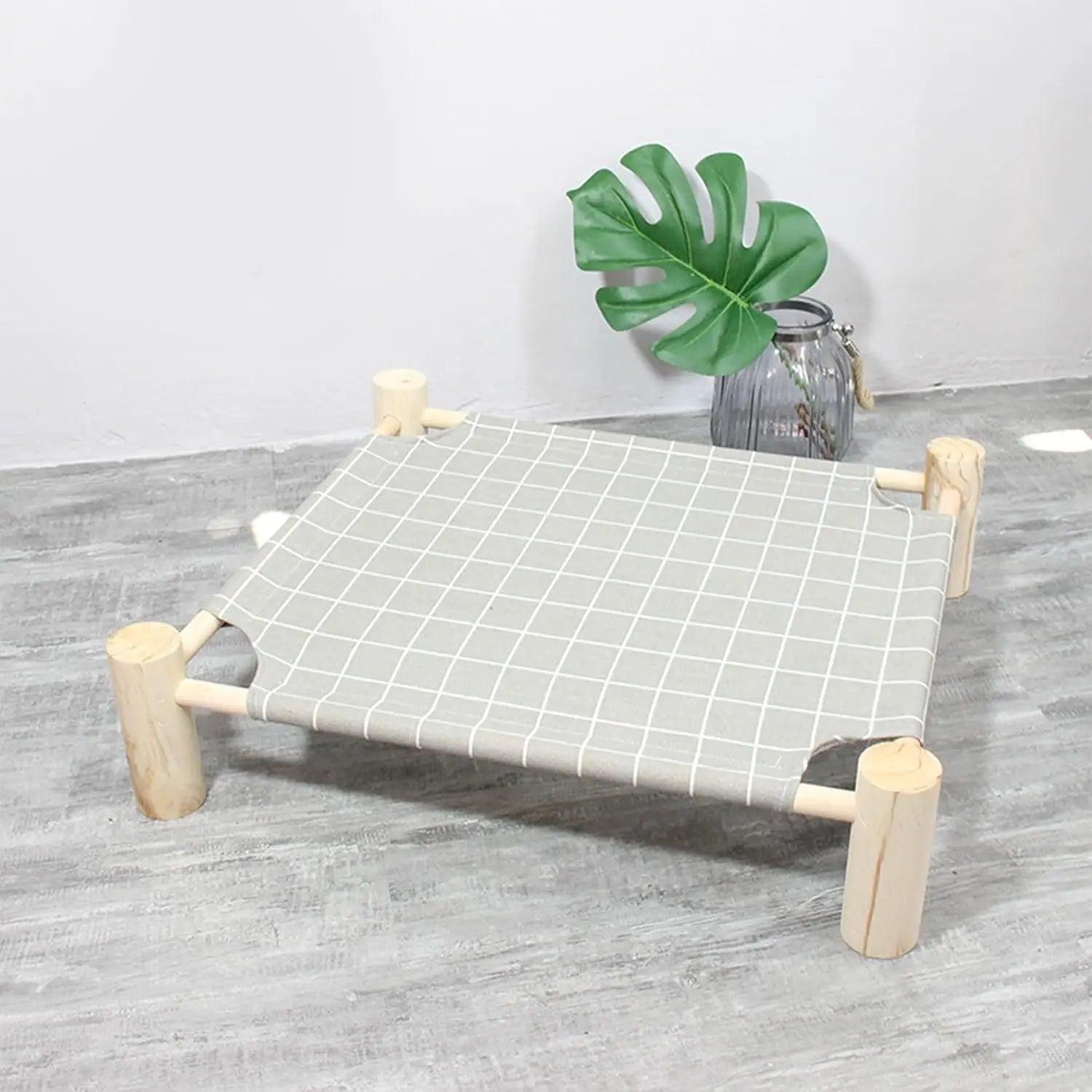 Elevated Cat Bed for Small Dogs & Cats – Raised Pet Hammock Bed, Wooden Frame Indoor Outdoor Dog Cot, Breathable Mesh