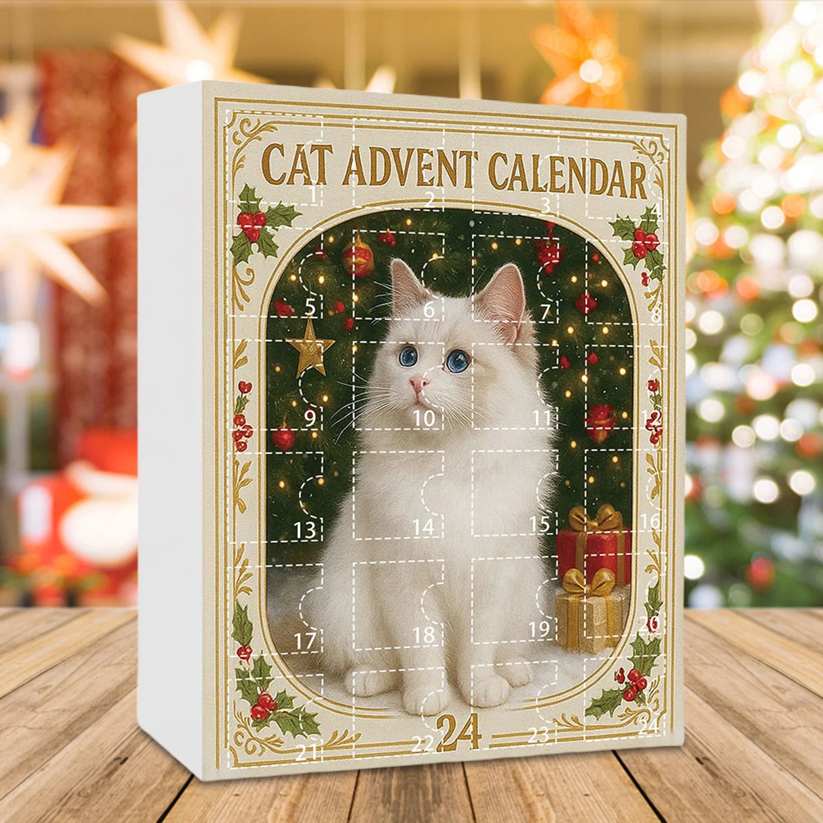 Cat Lovers 24 Days Christmas Advent Calendar Calendar 2D Acrylic Cat Dog Countdown Calendar Box Xmas Tree Pendent Ornament Gifts