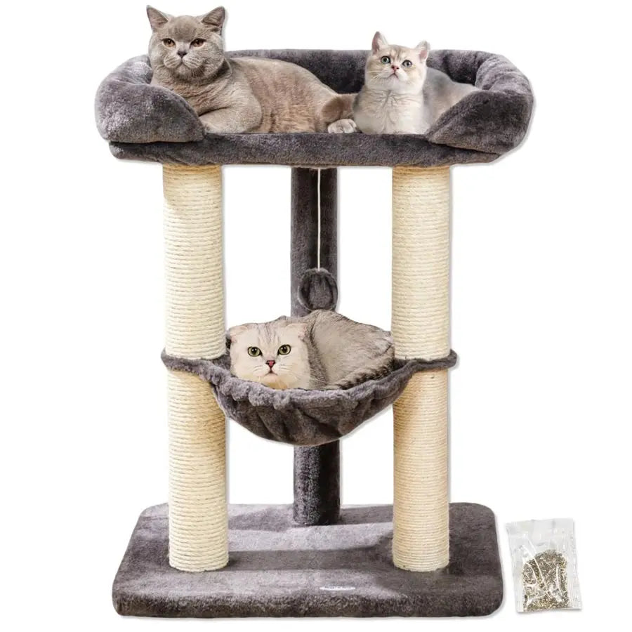 N Pets 28 Cat Tree Tower for Indoor Cats, Tall Cat Scratching Post with Large Bed for Maine Coon Big Cats, Sisal Cat Scratcher w