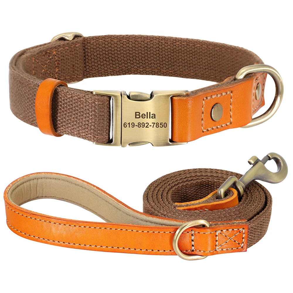 Personalized Nylon Dog Collar Leash Quick Control Harness Dogs Buckle Collars Leads Soft Padded Harness For Dogs Cats Perro