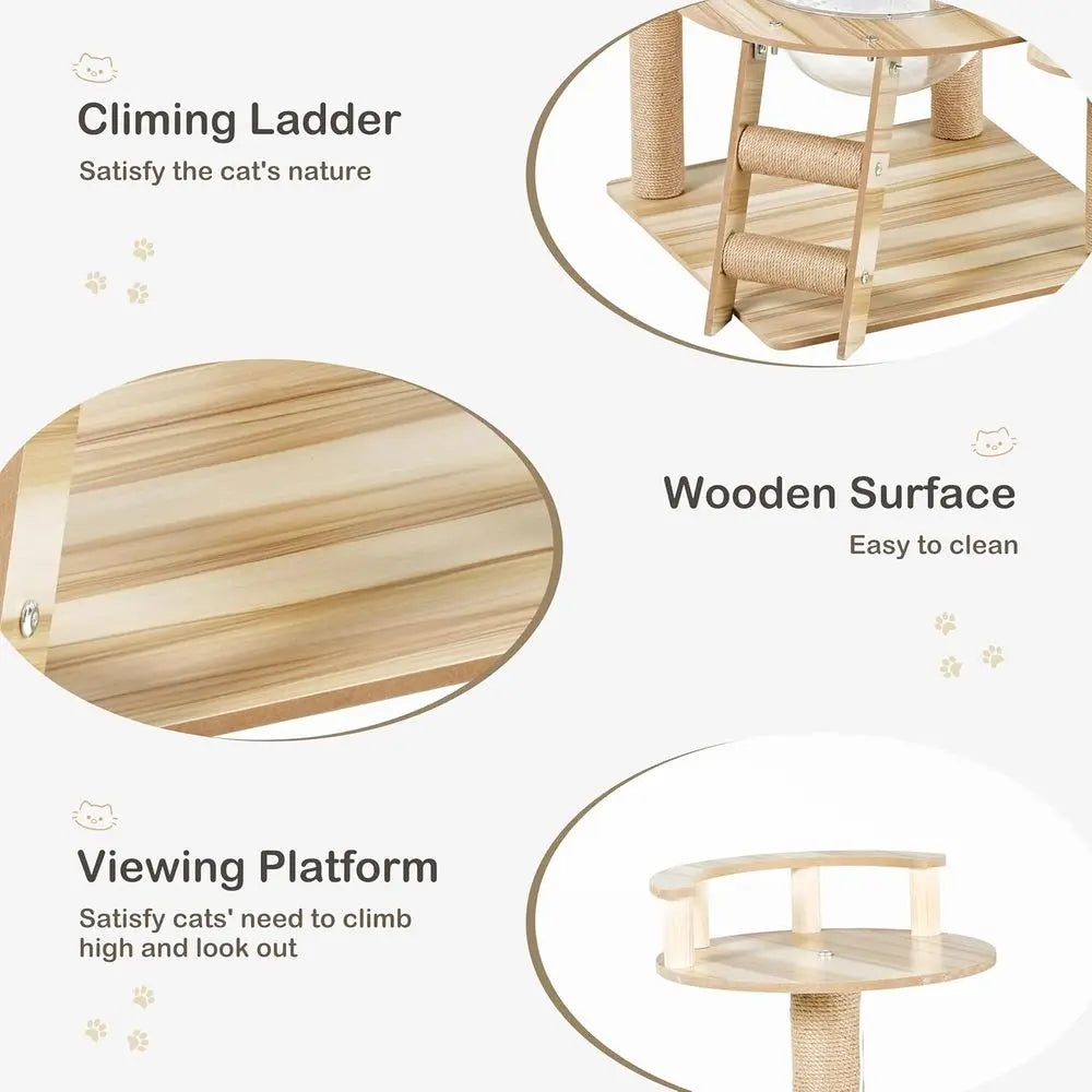 EUREKA ERGONOMIC Cat Tree Large 52 Inch, Wooden Cat Tower Multi-Level Cat Tree Tower for Indoor Cats Large Adult with Scratching
