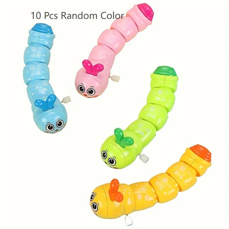 1 Piece Random Color Interactive Toy for Pet Cats - Wind-Up Wiggling Caterpillar Cat Toy