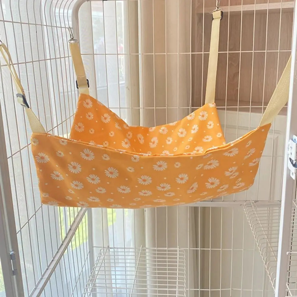 Cartoon Cat Hammock Bed Breathable Wear Resistant Cat Swinging Nest with Hanging Hook Soft Kitten Cage Hanging Bed