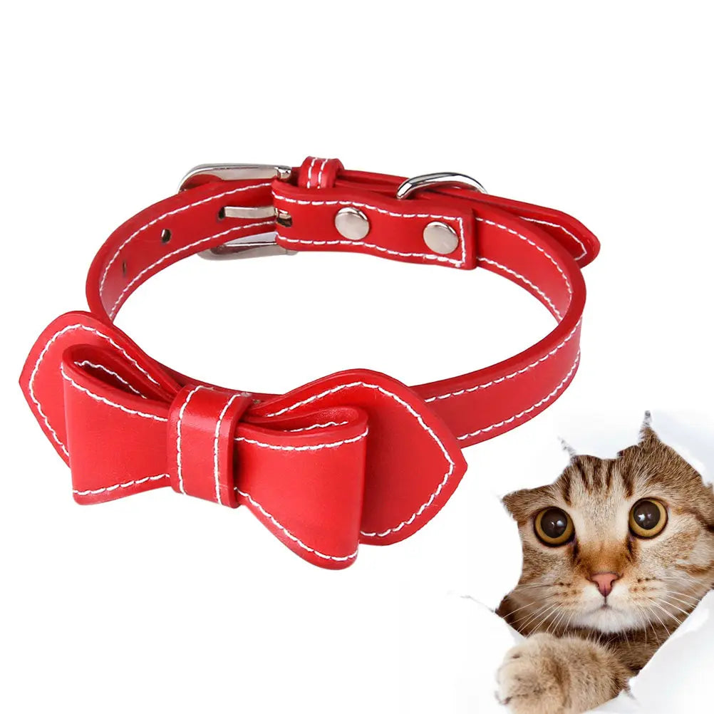 Butterfly Knot Pet Red Durable Pu Material For Cat Dog Stylish Neck Accessory Pet Supplies Pu Dog Collar Cat Bowknot Collar