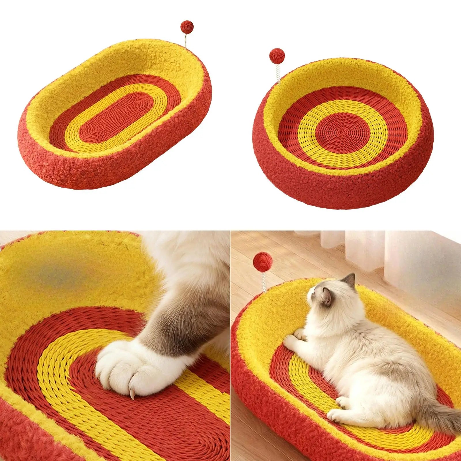 Cat Scratcher Board Easy Clean Spacious Multi Functional Lounge Scratch Pad with Ball for Exercise Entertaining Playing Training