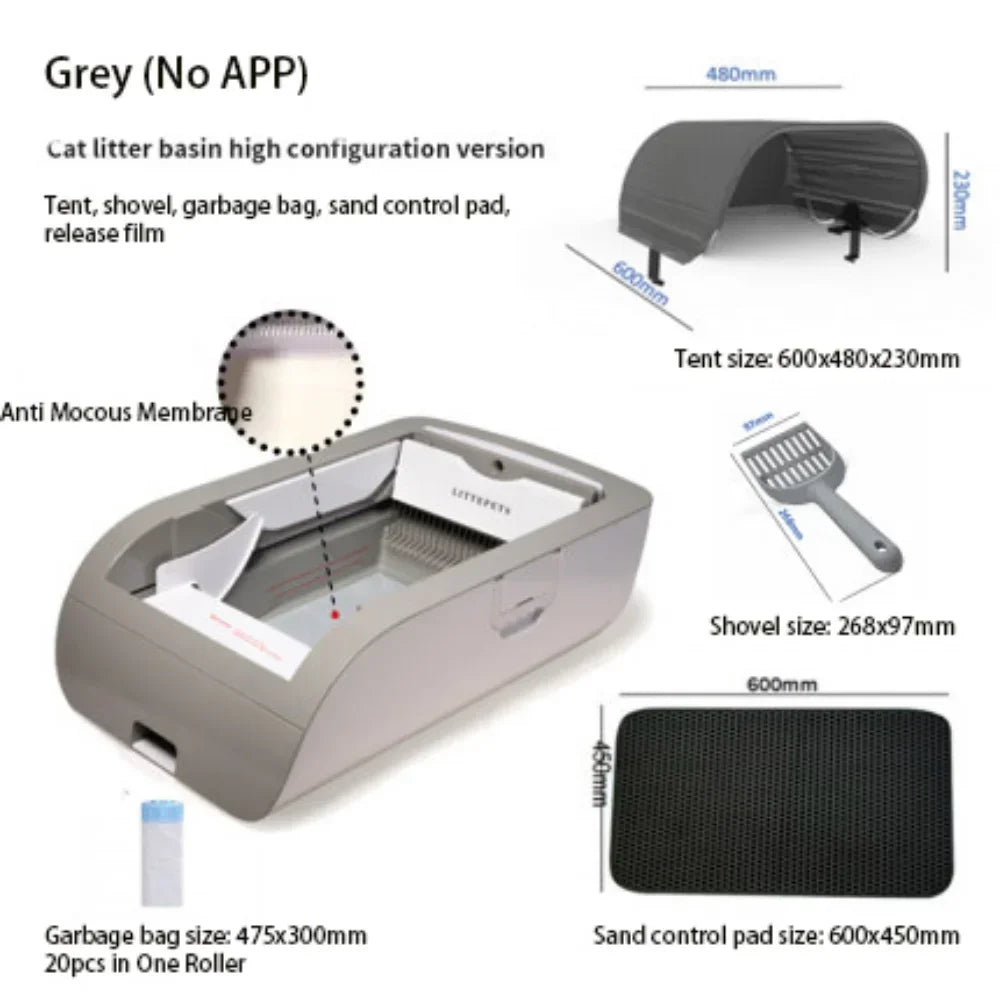Self Cleaning Cat Litter Box Automatic Cat Toilet Electric Shoveling Cleaning Plug / Battery 10 Days Standby