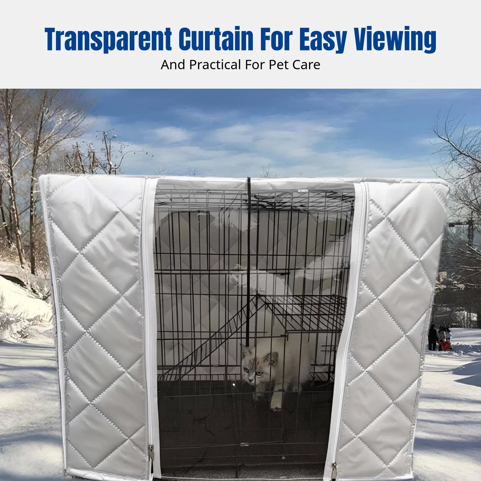 Dog Crate Cover, Thickened Windproof Rainproof Pet Kennel Insulation, Double Layer Outdoor Enclosure Cover, All-Season
