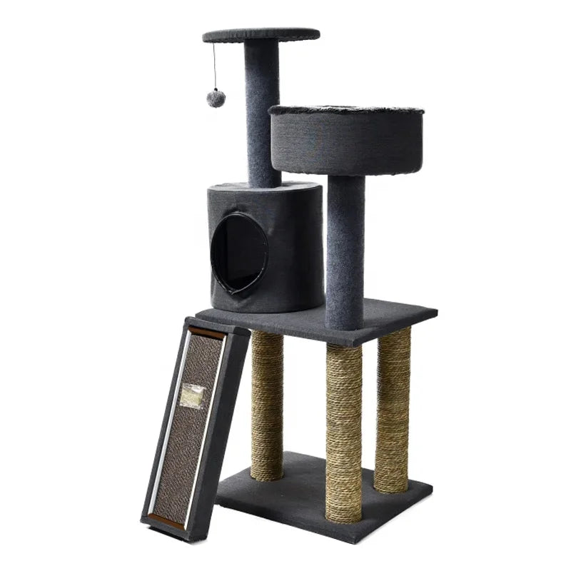-Deluxe Multiple Materials Carpet Seagrass Sisal Pet Kitty Scratcher Post Cat Tree Condo House