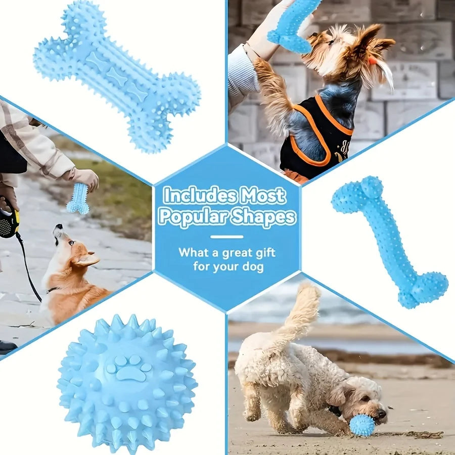 6-Piece Set of Bite-Resistant Toys for Small Dogs and Puppies, Durable and Non-Toxic, Rubber Toys Suitable for Teeth Development and Cleaning
