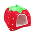 Cute Strawberry Pet Dog Cat House Foldable Warm Soft Winter Dog Bed Sofa Cave Puppy Dog House Kennel Nest for Small Dogs Cats