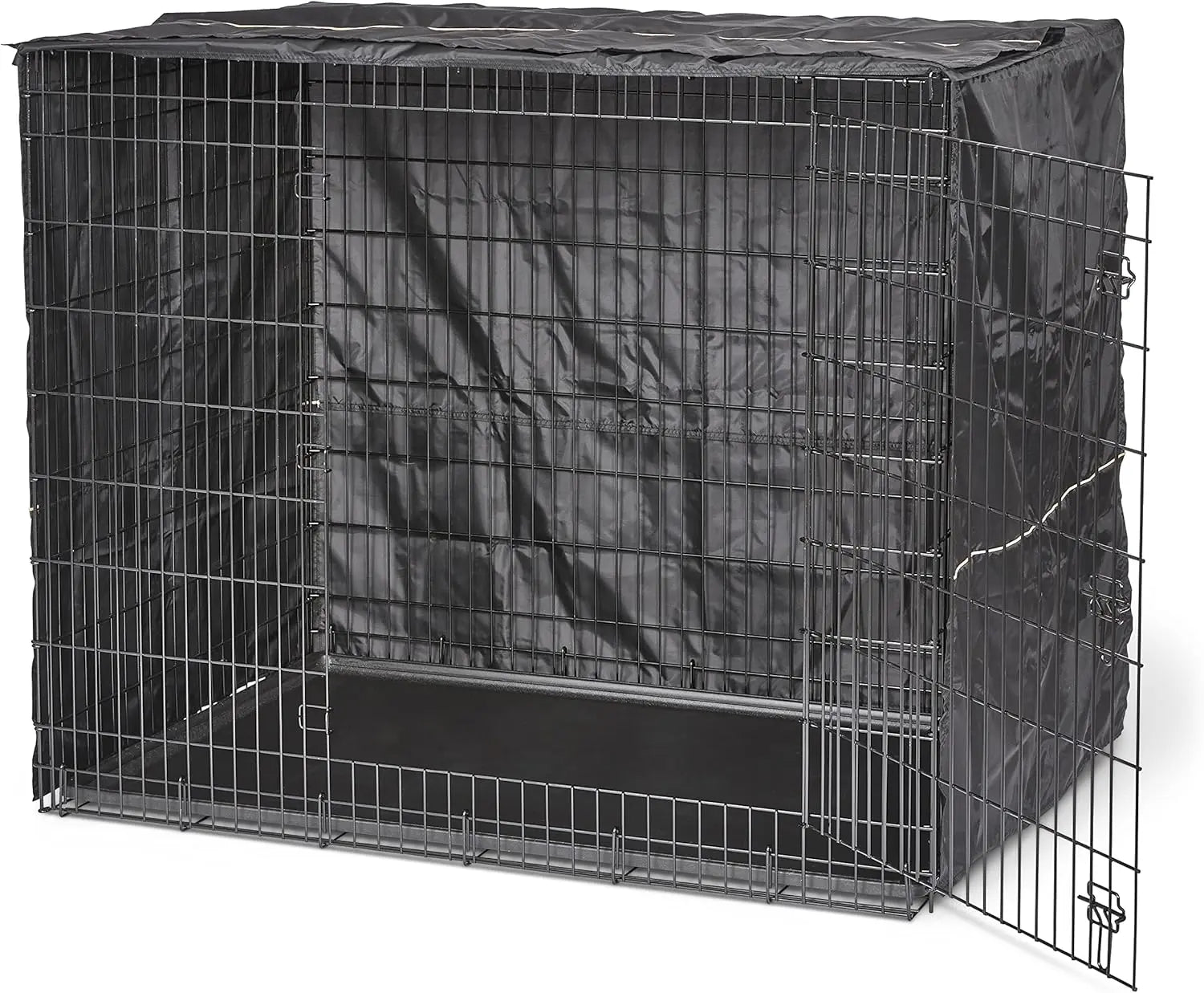 XXL Dog Crate Cover, Black Polyester Privacy Kennel Cover Fits Most Giant 54-Inch Crates, Machine Washable